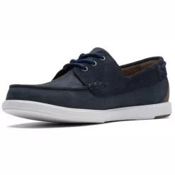 Mocassins Clarks Men Bratton Boat Navy Nubuck -Baskets Soldes 26172444 W 4