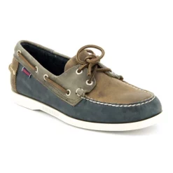 Chaussure Bateau Sebago Spinnaker Brown Navy Grey Leather -Baskets Soldes 5 SEBB720351 5